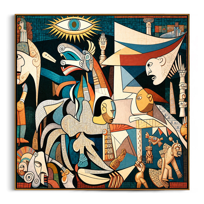 large cubist style framed canvas art