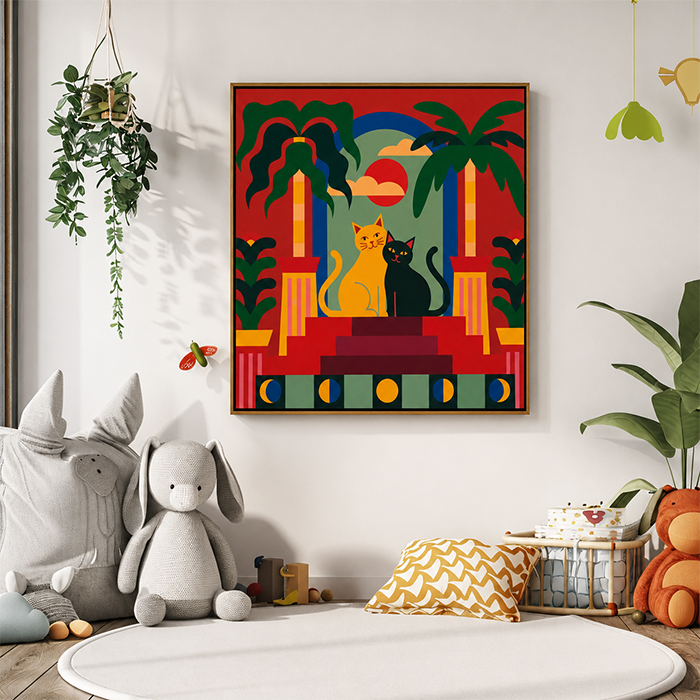 tropical-cat-paradise-wall-art