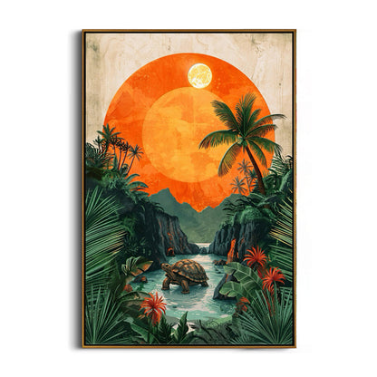 tropical-sunset-turtle-canvas-wall-art-frame