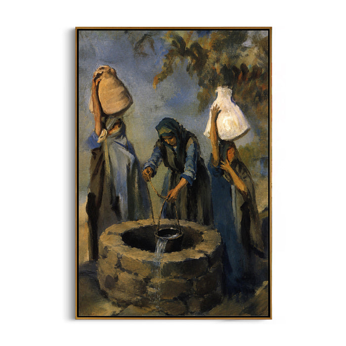 village-life-at-the-old-well-canvas-wall-art-frame