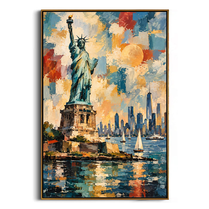 liberty island sunset canvas art painting