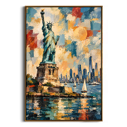 Liberty Island Sunset Canvas Art Painting