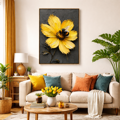 yellow-flower-bumblebee-canvas-wall-art